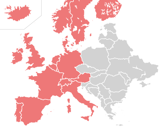 Europe coverage map